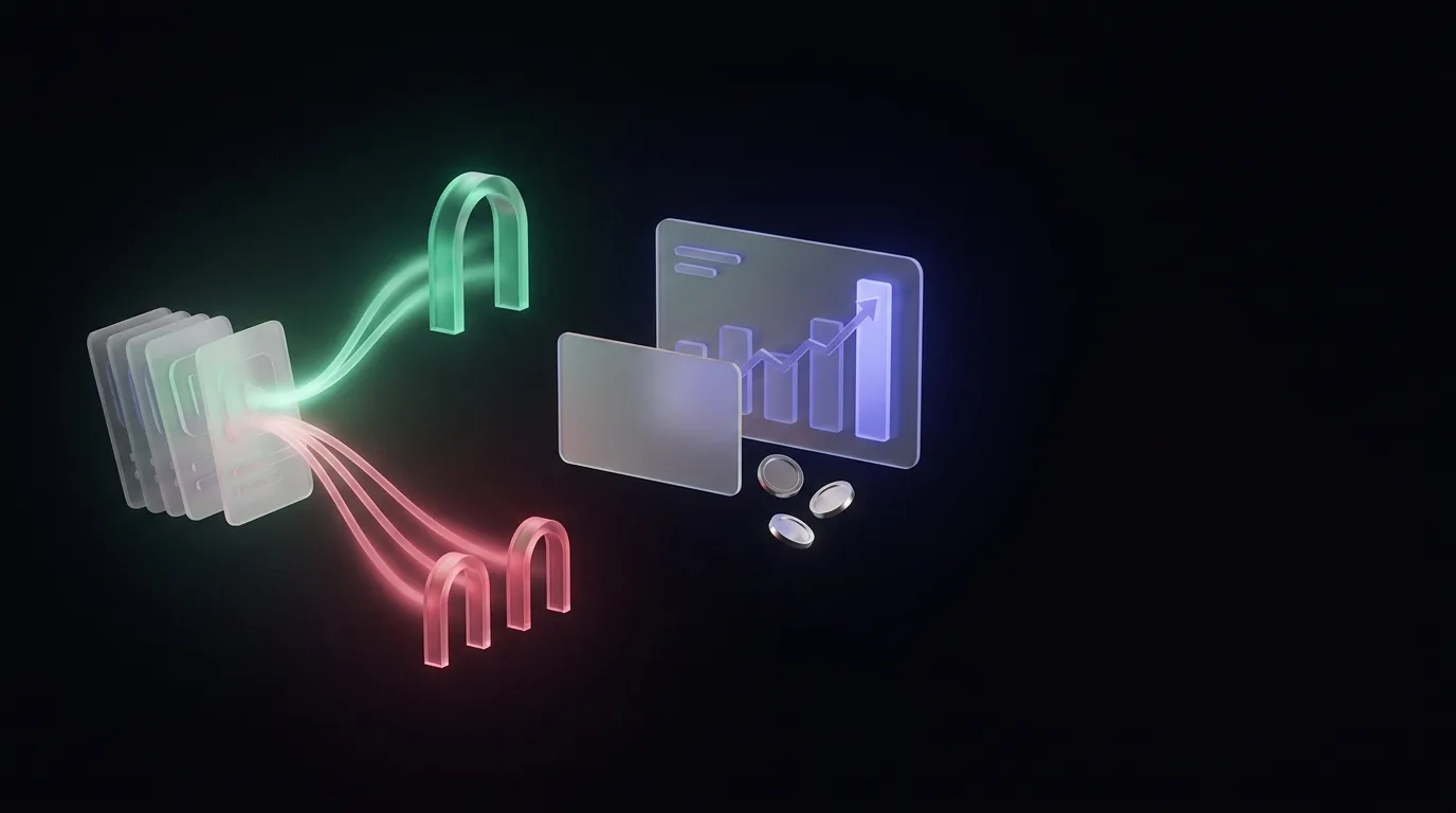 TikTok post cards feed into tracked traffic paths, and the best post sends the most coins into a revenue card.
